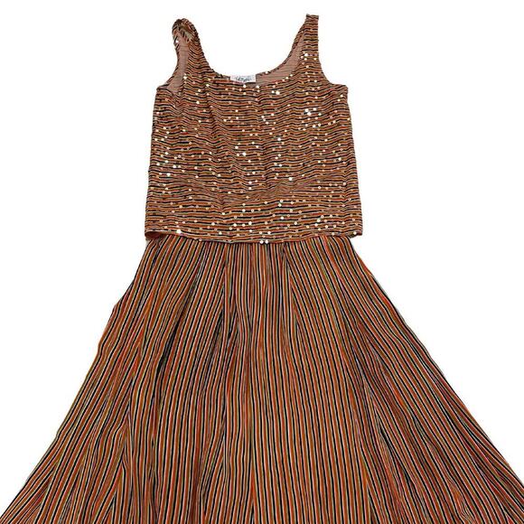 Vintage Bob Mackie 3-Piece Set | L, Sequin Shell, Tie Blouse, Skirt, Bold Stripe - Picture 6 of 7